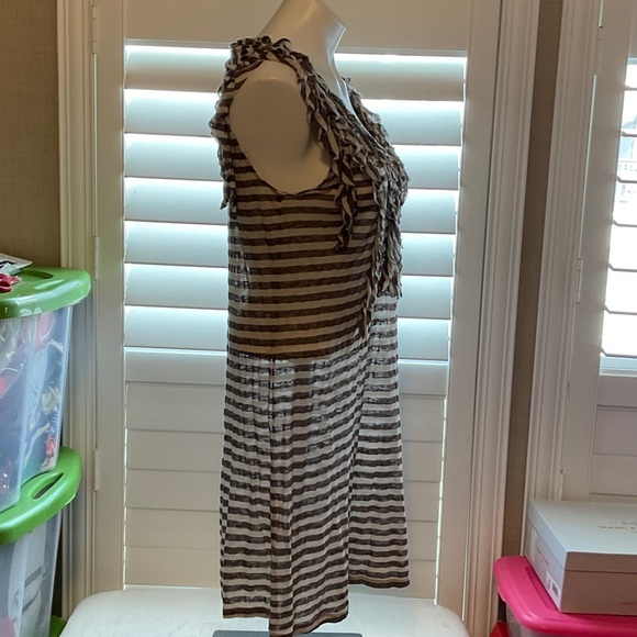 Leifsdottir Brown and White Striped Mini Dress - Picture 3 of 9